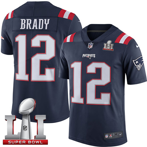 Nike Patriots #12 Tom Brady Navy Blue Super Bowl LI 51 Men’s Stitched NFL Limited ...